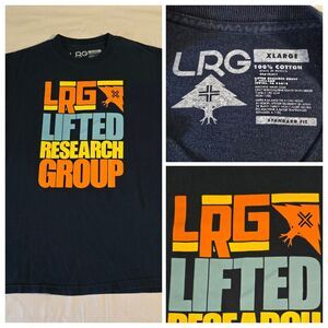 LRG Lifted Research Group Shirt Mens XL Big Print Graphic Navy Blue Skate Tee